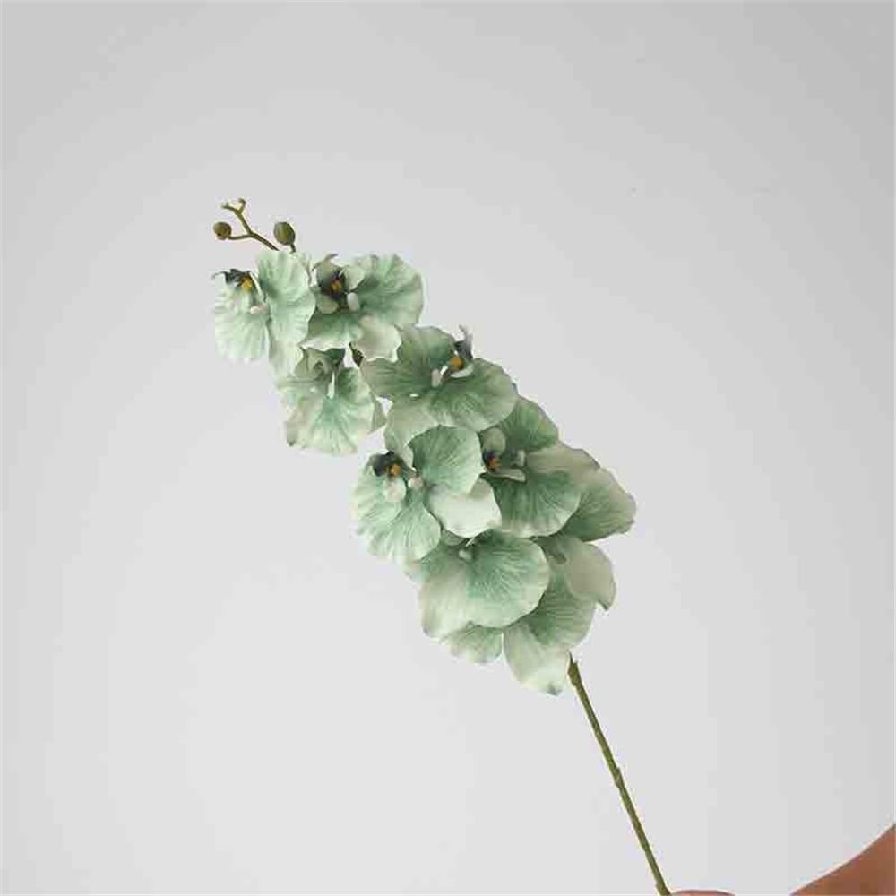 Fleurs artificielles Phalaenopsis Vert Simple, Fausses Fleurs artificielles, Arrangement de Salon, décoratives avec Vase en Verre