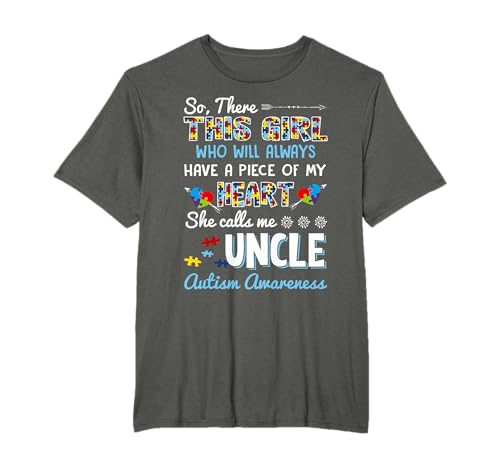 Homem There This Girl She Calls Me Uncle Gifts Autism Awareness t-shirt, Preto, S