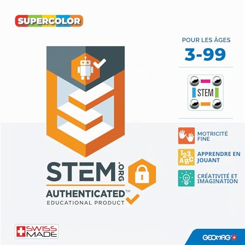 Geomag - Supercolor Blocs de Constructions Magnétiques pour Enfants, Jeu et Jouet en Forme de Cube, Green Collection 100% Plastique Recyclé, 52 pièces – vue 8