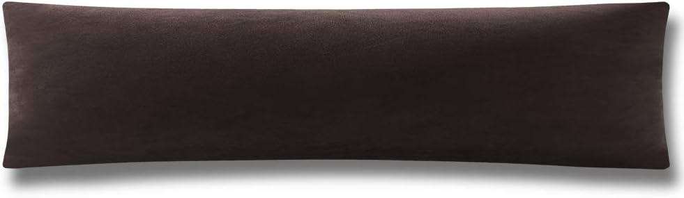 DEZENE Body Pillow Cover, Super Soft Velvet Body Pillowcase with Hidden Zipper Closure for Adultes 21 x 54 Inch, Chocolate