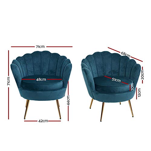 image for Artiss Armchair Lounge Chair Velvet - Navy