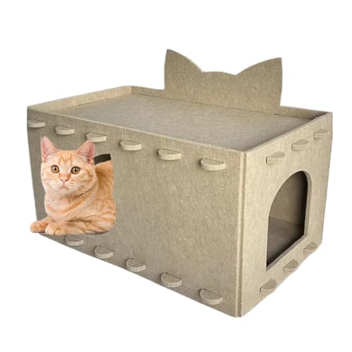 Caisse pour chats lit cachette en feutre maison grattoir double couche