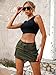 ELLEVEN Mini Cargo Skirts for Women High Stretchy, Low Waist Y2k Skirt Button Cute Denim Bodycon Jean Skirt with Pocket Army Green Medium