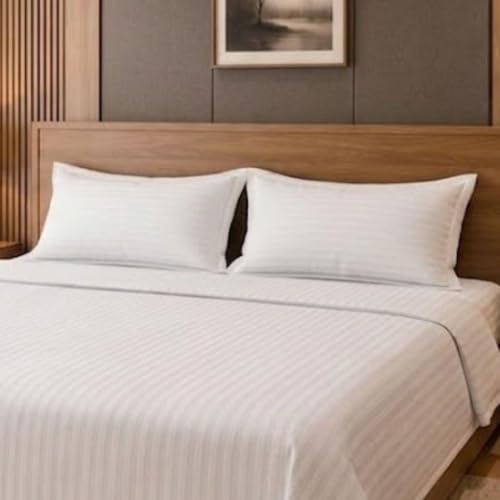 Image of Living Roots Glace Cotton 180 TC Double Bedsheet with 2 Pillow Covers |King Size 90 x 108 Inches |Soft, Breathable & Durable |Fits Mattress up to 6 Inches |No Colour Bleeding (White)