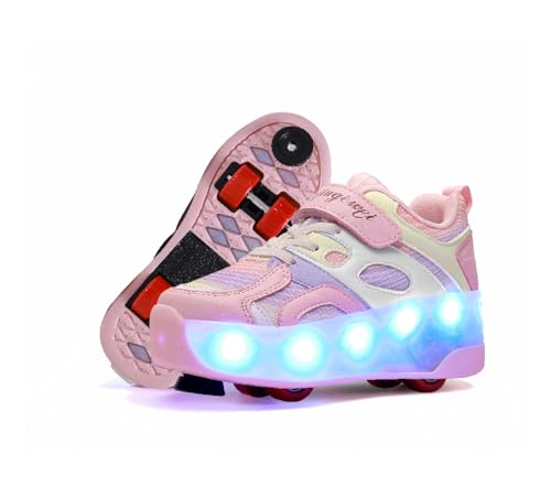 HUSKSWARE Rollschuhe Kinder – Vier Rollen mit Abnehmbarer Bremse, bunt, atmungsaktives Space-Leder & Mesh, rutschfeste TPR-Sohle, verstellbare Bremse – Indoor & Outdoor für Kinder & Jugendliche