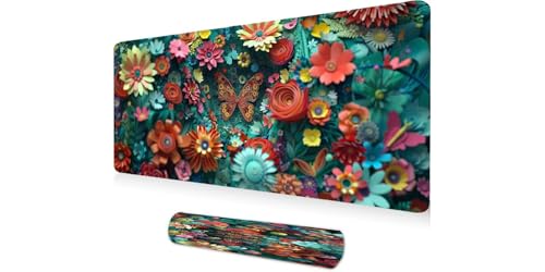 Alfombrilla ratón XXL de diseño floral con acabados reforzados de alta calidad