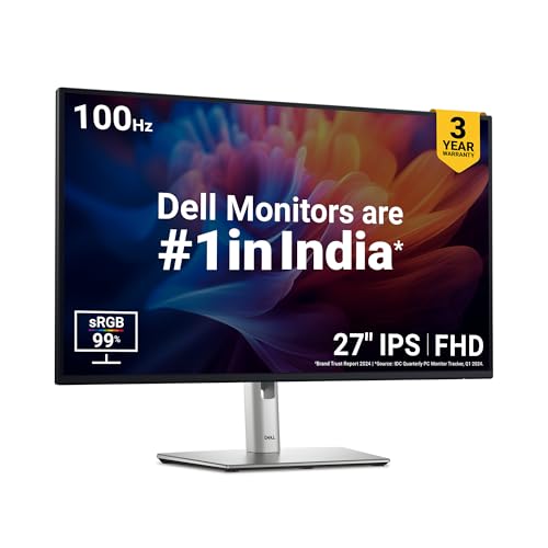 Dell P2725H 27 Inch FHD IPS Monitor, Anti-Glare, 99% SRGB, 100Hz,...