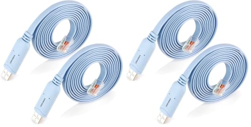 Image of USB to RJ45 Console Cable 2pack, Essential Tool for Cisco, NETGEAR, Ubiquiti, LINKSYS, TP-Link Routers /Switches Connection, Compatible with Windows, Mac, Linux Laptops (Pack of 2)