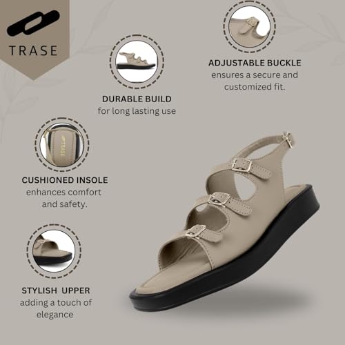 Image of TRASE Strap Trend Comfortable Flat Sandals For Women - Women Footwear Stylish And Adjustable Double Strap Sandals For Daily Use