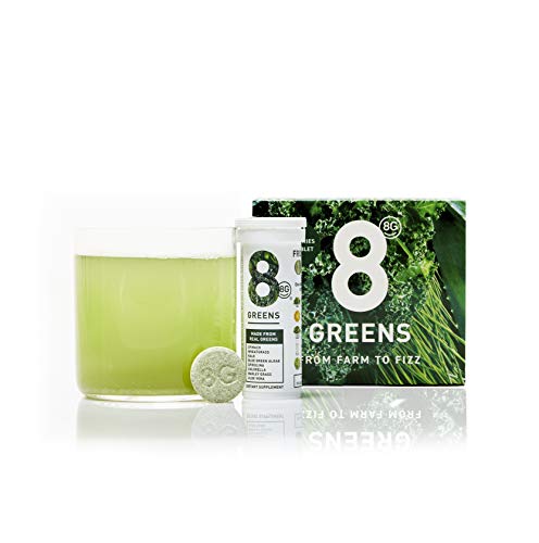 8Greens Effervescent Super Greens Dietary Supplement - 8 Essential Healthy Real Greens in One (3 Tubes / 30 Tablets)
