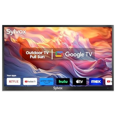 SYLVOX Outdoor TV, 43 inch Full Sun Smart Outdoor TV, Weatherproof TV 2000 Nits High Brightness IP55 Waterproof, Google TV for Outside WiFi Bluetooth Google Assistant Chromecast (Pool Pro 2.0)