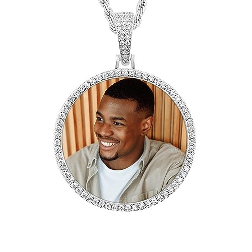 3UMeter Custom Necklace Picture Necklace Memory Pendant with Chain Personalized Photo Pendant Gifts for Him Gifts for Her 18k Gold Hip Hop Jewelry