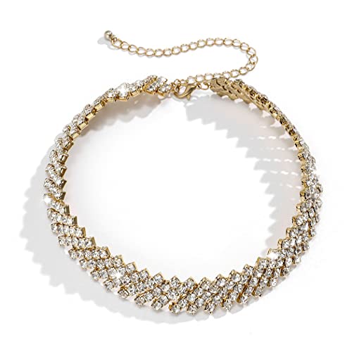 Jeairts Rhinestone Choker Necklace Gold Sparkly Crystal Necklaces Party Prom Neck Chain Jewelry For Women And Girls #TOP14