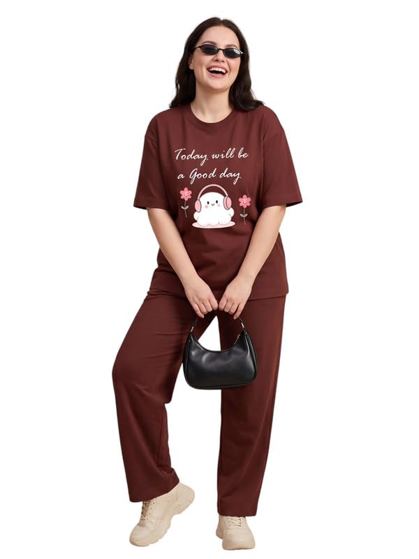 Image of My Swag Women Cotton Pajama Set Cute Cartoon Graphic Printed Night Suit for Women & Girls /Plus Size Nightsuit Set /Korean Night Suit