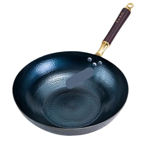 Wok de hierro macizo sin recubrimiento, mango de madera, 2mm miniatura 1