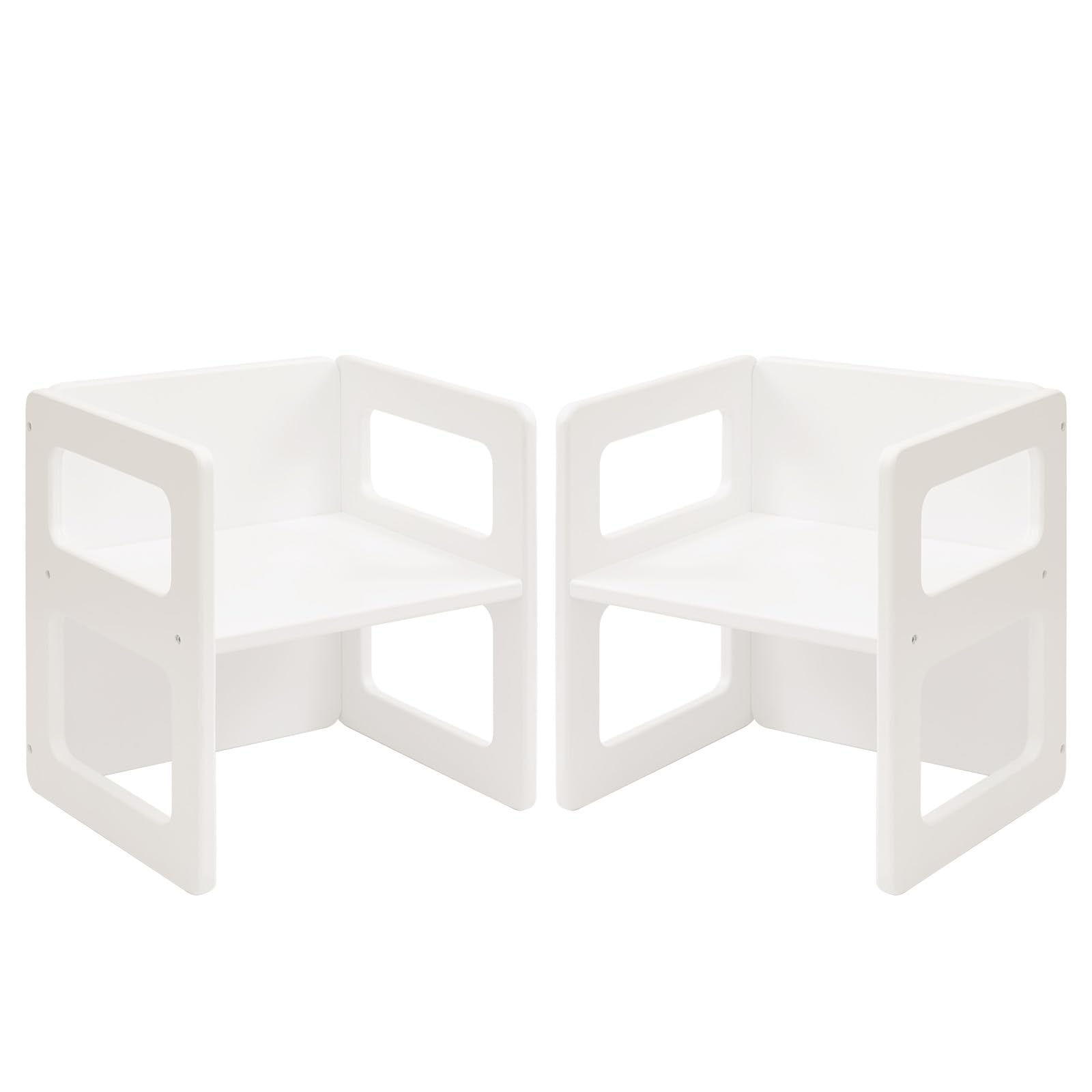 FUNLIO Chaise de Sevrage Montessori Réglable en Hauteur pour Enfants 1-3 Ans, Bois Solide, Blanc (2pcs)