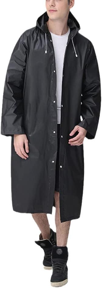 Reusable Raincoat Women Men Outdoor Rainwear Frosted Thickened Adult Clear Portable EVA Hooded Rain Jacket