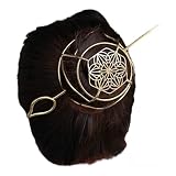 Brass Hair Bun Cage with Hair Fork, Gold Hair Clip for Thin Hair, Hair Barrette Bun Holder, Spiral Hair Pin, Styling Hair Bun Accessories for Women