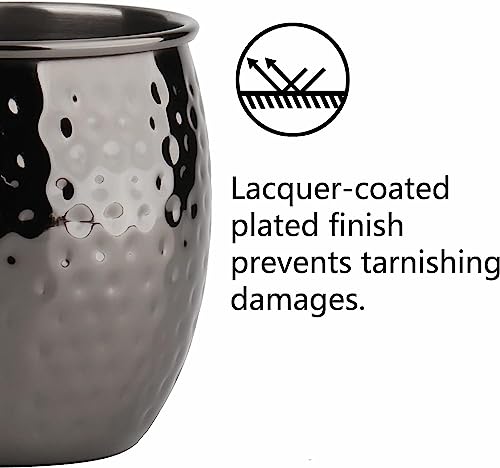 ARORA Caneca Moscow Mule, conjunto de 4 martelados pretos, durável para jantar em casa, capacidade m