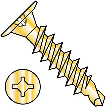 10-16X3/4 Square Phil Drive Wafer Head Full Thread Self Drill Screw Zinc Yellow (Pack Qty 3,000) BC-1012KWXFY by Shorpioen