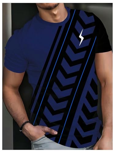 Image of RoseSeek Men's Color Block Short Sleeve Tee Shirts Casual Crewneck T Shirt Trendy Summer Tops
