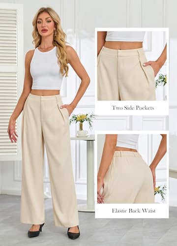 Gracyoga Business Plus Size Suit Pants Summer High Waisted Dress Pants Office Formal Work Trousers Trendy Casual Slacks Apricot XL3