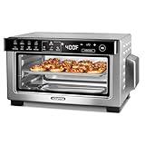 Gourmia Toaster Oven Digital Air Fryer - Convection Mode with 4 Slice Capacity, 3 Rack Positions, 12 Presets, Toast, Bagel, Bake, Roast, Broil, Dehydrate, Popcorn, Fits 9' Pizza, Stainless Steel