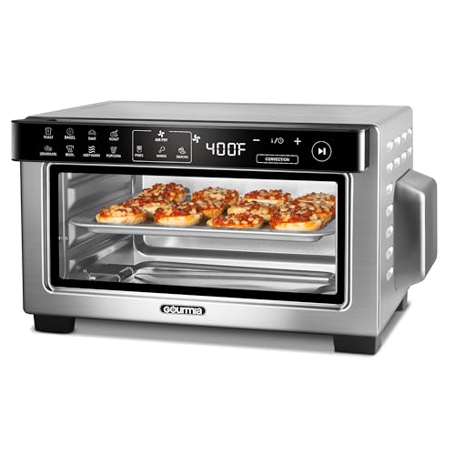 Image of Gourmia Toaster Oven Digital Air Fryer - Convection Mode with 4 Slice Capacity, 3 Rack Positions, 12 Presets, Toast, Bagel, Bake, Roast, Broil, Dehydrate, Popcorn, Fits 9" Pizza, Stainless Steel