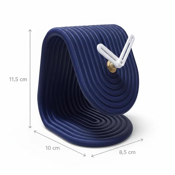 Image of CORAL TREE Modern Loop Table Clock | Blue Ribbed Desk Clock | Decorative Clock for Home & Office