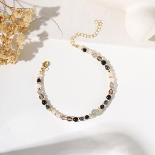 Image of Triple Threat Protection Anxiety Relief Gifts for Women,Natural Healing Crystal Bracelet Evil Eye Jewelry for Her Friends