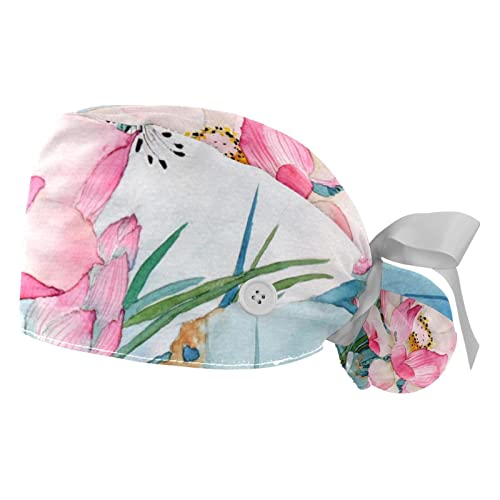 Chapeaux bouffants JDEZ en lot de 2 avec motifs fleurs d'été et libellule