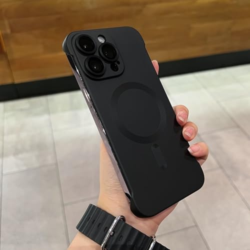 Coque iPhone 15 Pro ultra mince et sans cadre avec protection d'objectif rigide noire