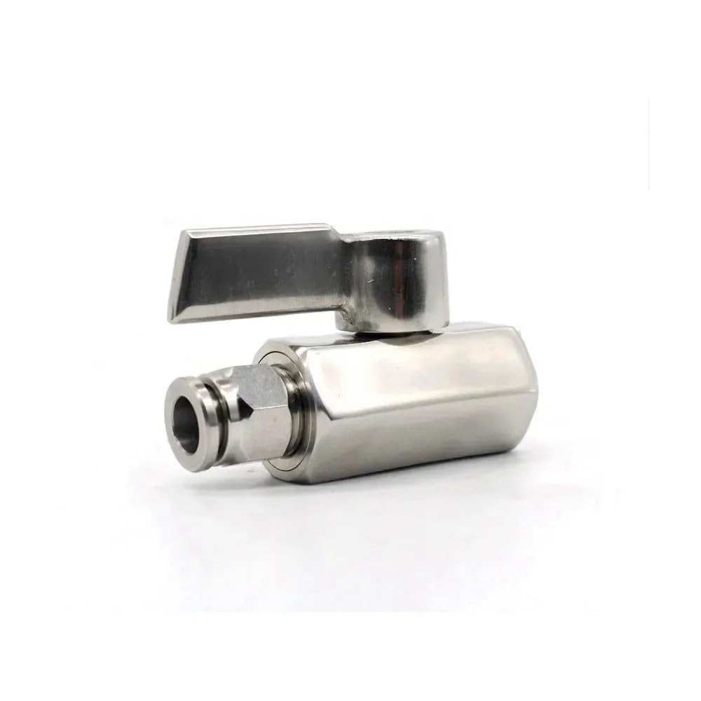 MQXFCZUX 1PC 1/2" BSP Female x 10mm Push In Ball Valve Beer SUS304 With Stainless Hanlde