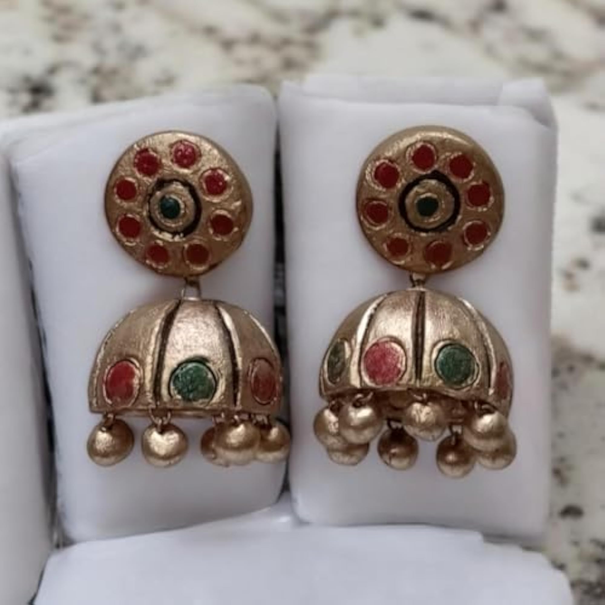 Handmade Terracotta Jhumka Earrings for Navaratri