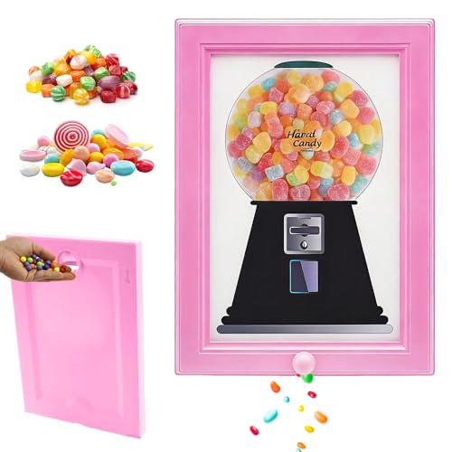 Wxeadu Candy Dispenser Frame,Wall Mounted Gumball Machine, Creative Candy Dispenser Picture Frame Sweet Machine, Hanging Candy Dispenser Frame for Home Decor, Holiday Presents