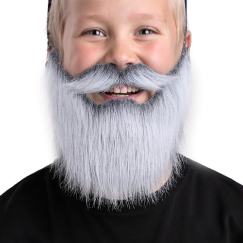 Honcloud Fake Beard with Adjustable Band Fits Costume Matching for Halloween Parties(Silver White)