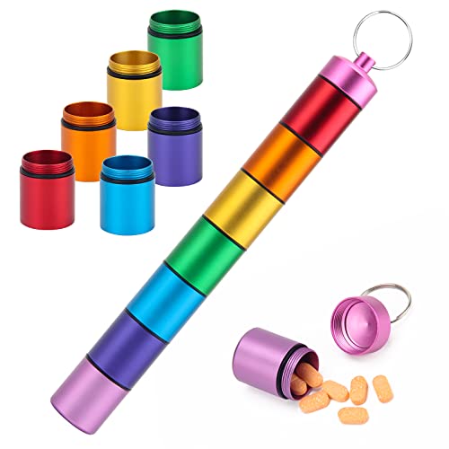 Small Portable Pill Case Keychain, Windpeed 7 Days Pill Box Holder Weekly Storage Organizer Container Case for Travel Medicine Organizer, Waterproof & Reusable (7 Colors) (1)