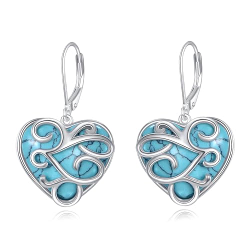 Boucles d'oreilles en argent 925 et turquoise style français raffiné