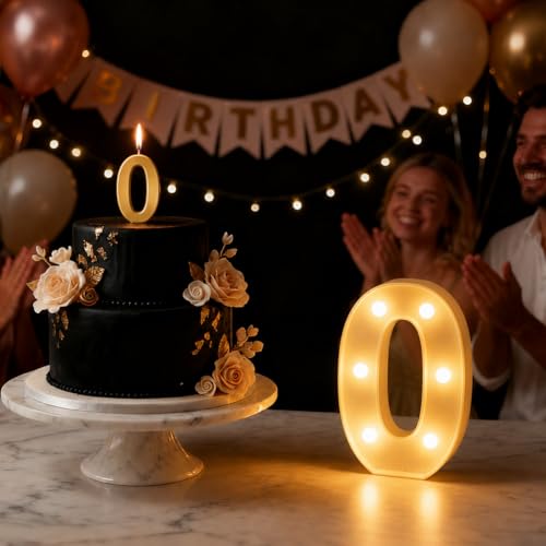 Image of Balloonistics LED Marquee Number 0 Light - Cordless Battery-Operated Light Up Number Sign for 10th Birthday, Anniversary, Wedding & Party Decoration
