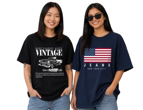 Image of AUSK Oversized T-Shirt for Womens || Graphic Front Printed Loose fit Womens Tshirt