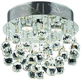 Elegant Lighting Galaxy Collection 2006F13C/RC 3-Light Flush Mount with Royal Cut Crystals, Chrome Finish