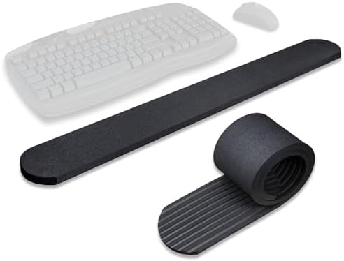 Extra Long Wrist Elbow Rest Pad for Desk and Table, Continuous Rollable Arm Cushion Mat, Non-Slip, Black - 1 Each