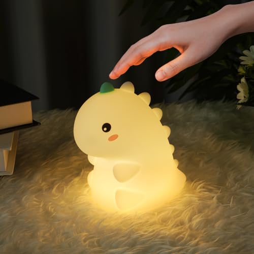 Ainiv LED Nachtlicht Baby,Dinosaurier Silikon Nachtlicht Kinder USB-Aufladung, Nachttischlampe Babyzimmer, Silikon Kinderzimmer Lampe, Dino Stilllicht Dimmbar