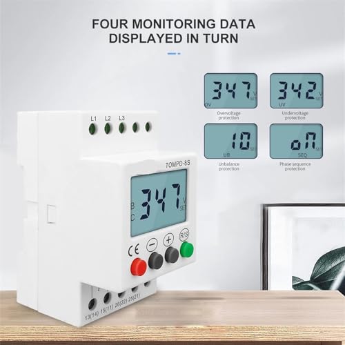 Relais de protection triphasé TOMPD-8S pour rail Din - 5