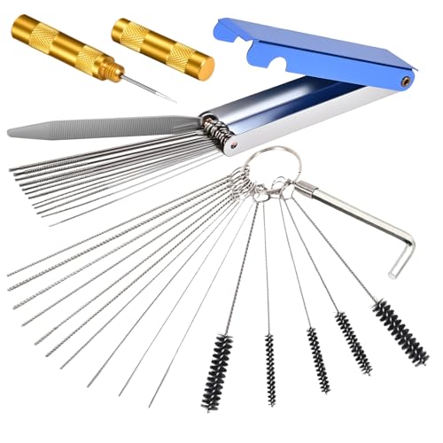 Tkiemoe Carburetor Cleaning Kit, 13 Stainless Steel Wires, 10 Needles, 5 Nylon Brushes, 1 Pick,...