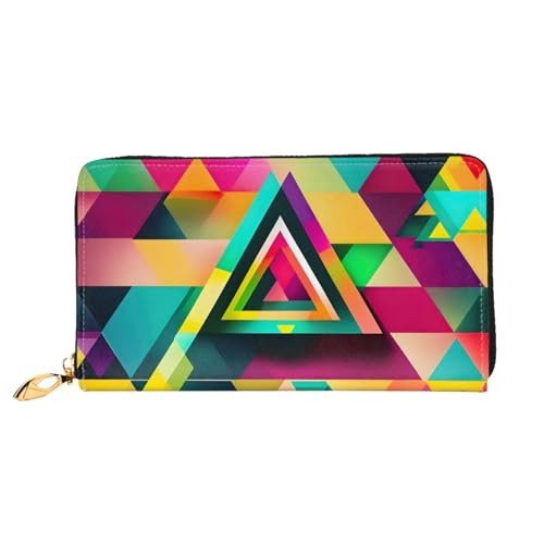 Portefeuille femme cuir compartiment cartes grand clip motif triangle tendance