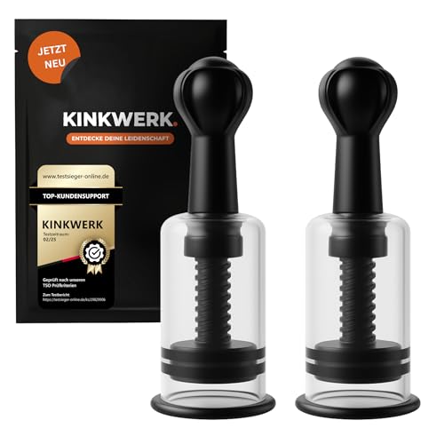 KINKWERK Nippelsauger Set (Schwarz) | Brustsauger für intensive Nippelstimulation | Vakuum-Nippelsauger für Frauen, Männer & Paare (M (3,1 cm))