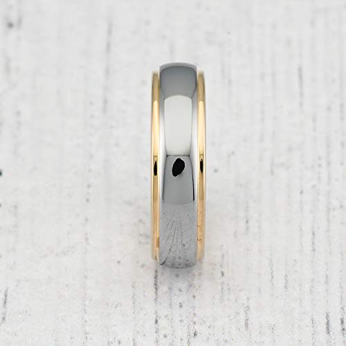 100S JEWELRY Engraved Personlized 6mm Tungsten Rings For Men Women Wedding Band Two Tones Gold Silver Engagement Size 5-13 (tungsten, 8.5) - Thumbnail 3