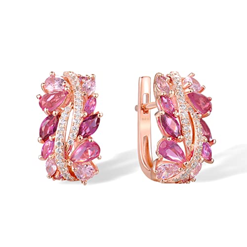 Santuzza 925 Sterling Silver Marquise Gemstone Twist Earrings Cubic Zirconia Dangle Earrings for Women