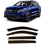olltoz Smoke Tinted Tape-On Side Window Visor Deflectors Rain Guards Compatible with Kia Sorento 202